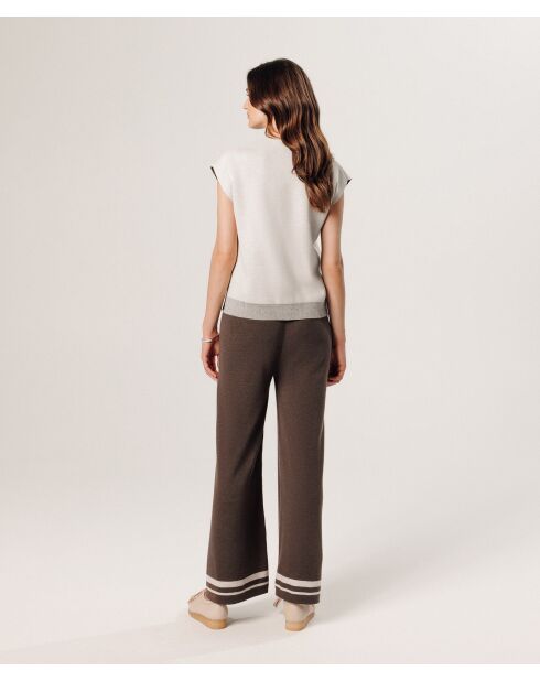 Pull Aurély manches courtes col V blanc écru