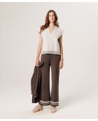 Pull Aurély manches courtes col V blanc écru