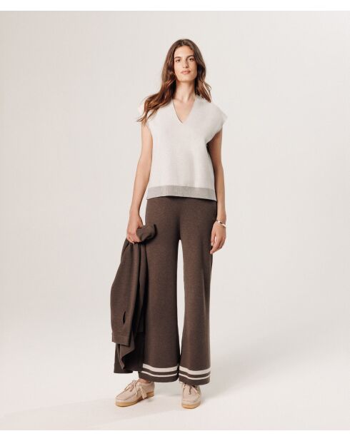 Pull Aurély manches courtes col V blanc écru