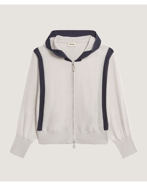 Gilet Ghislaine en Laine Bi-Couleur blanc