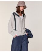 Gilet Ghislaine en Laine Bi-Couleur blanc