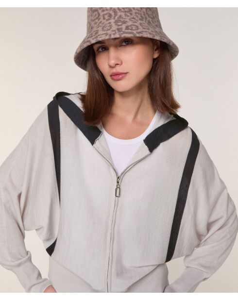 Gilet Ghislaine en Laine Bi-Couleur blanc