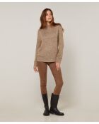 Pull chiné Leonarde col montant marron