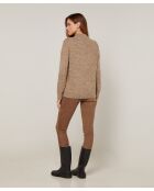 Pull chiné Leonarde col montant marron