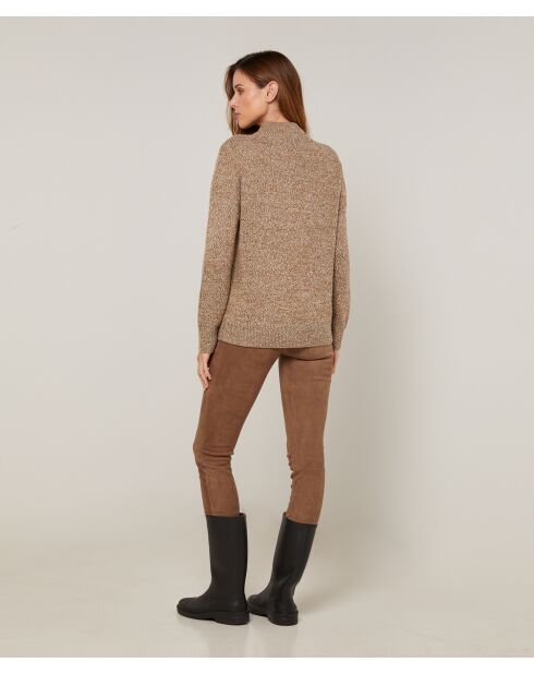 Pull chiné Leonarde col montant marron