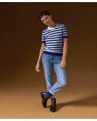 Pull Adlyne manches courtes rayé blanc