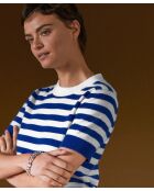 Pull Adlyne manches courtes rayé blanc