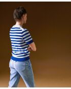 Pull Adlyne manches courtes rayé blanc