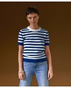 Pull Adlyne manches courtes rayé blanc