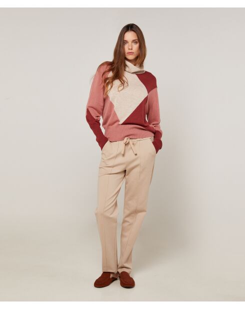 Pull Mylène en Laine mélangée beige/rose