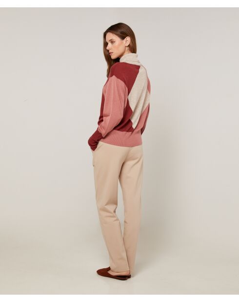 Pull Mylène en Laine mélangée beige/rose