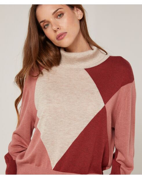 Pull Mylène en Laine mélangée beige/rose