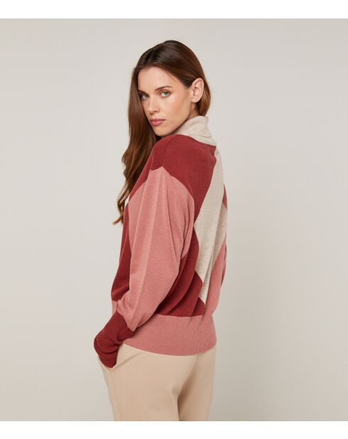 Pull Mylène en Laine mélangée beige/rose