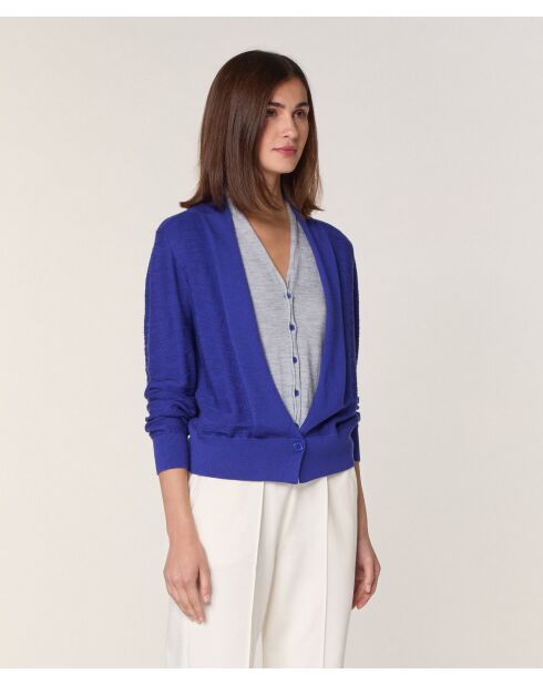 Gilet Athéna 100% Laine 2 en 1 bleu outremer