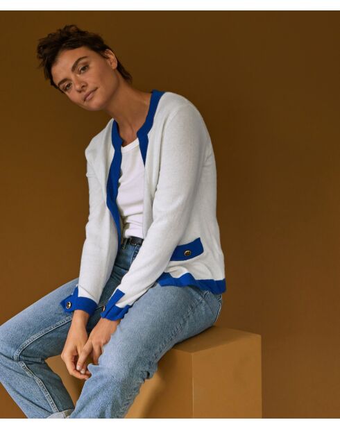 Cardigan Octavie, contraste blanc