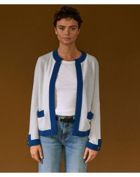Cardigan Octavie, contraste blanc
