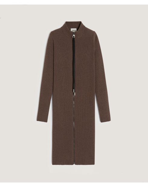 Robe Thalia fermeture éclair marron havane