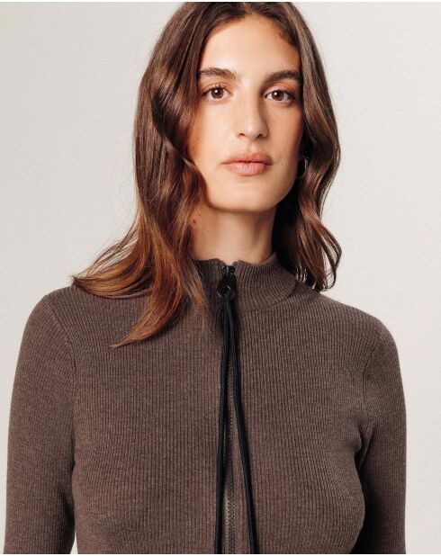 Robe Thalia fermeture éclair marron havane