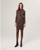 Robe Thalia fermeture éclair marron havane