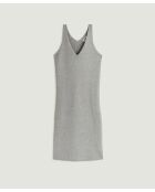 Robe Paulette col V côtelée gris moyen