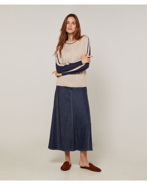 Pull Bernadette en Laine mélangée beige/marine