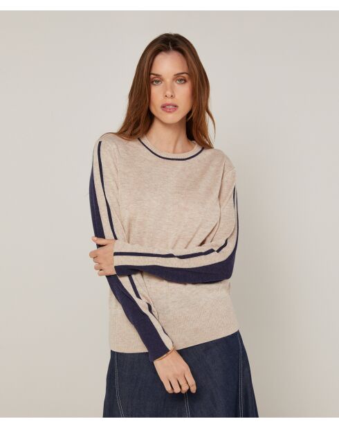 Pull Bernadette en Laine mélangée beige/marine