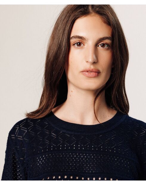 Pull Tamara ajouré bleu nuit