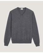 Pull Gaston 100% laine col V gris foncé