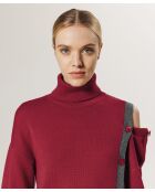 Pull Fleurette 100% laine bicolore boutons rouge