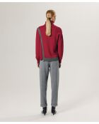 Pull Fleurette 100% laine bicolore boutons rouge