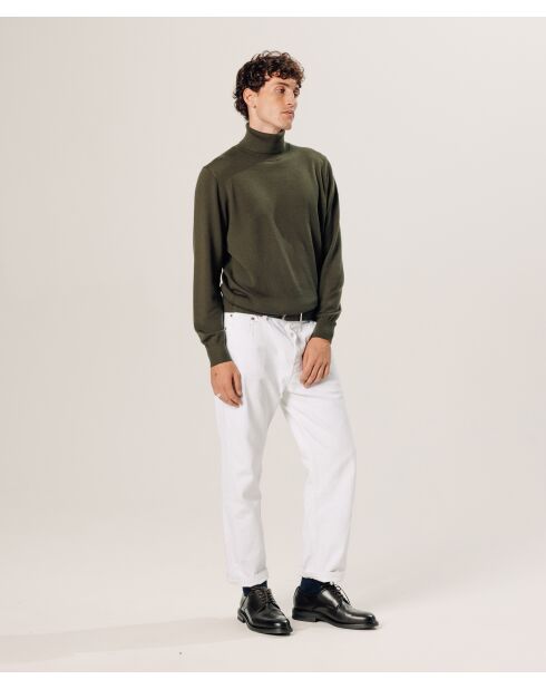 Pull Edmond 100% laine col rond vert kaki