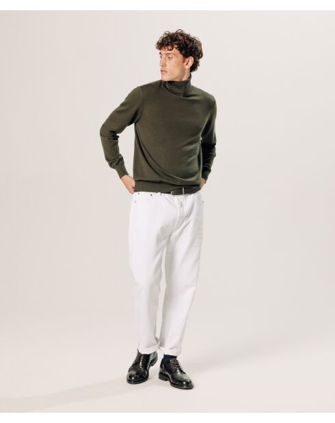 Pull Edmond 100% laine col rond vert kaki