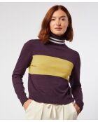 Pull Karla col roulé bicolore violet aubergine