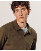Pull Gérard 100% laine col polo marron écorce