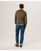 Pull Gérard 100% laine col polo marron écorce