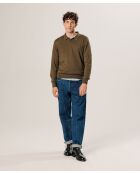 Pull Gérard 100% laine col polo marron écorce