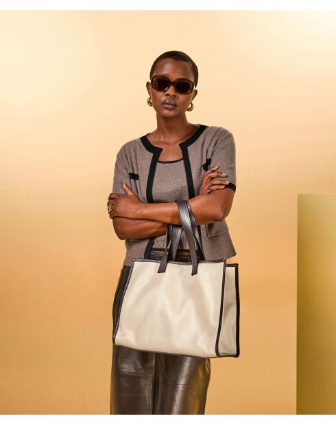 Cabas en Cuir Rogée beige