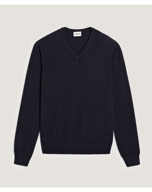 Pull Gaspard 100% laine col V bleu nuit