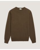Pull Aaron 100% laine col rond marron écorce