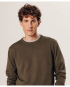 Pull Aaron 100% laine col rond marron écorce