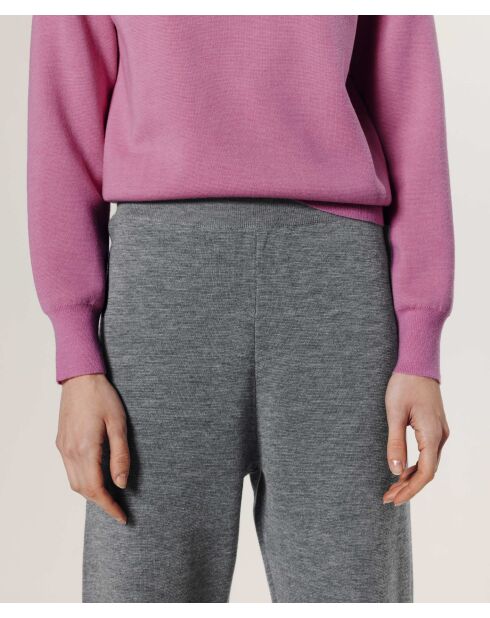 Rechte broek van 100% wol Élisa met grijze revers