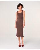 Jupe longue Calypso marron écorce