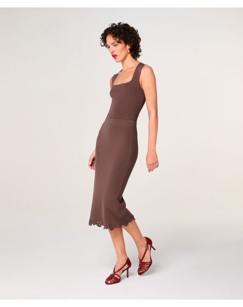 Jupe longue Calypso marron écorce