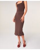 Jupe longue Calypso marron écorce