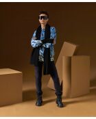 Pull Anémone 100% Cachemire imprimé léopard bleu azur