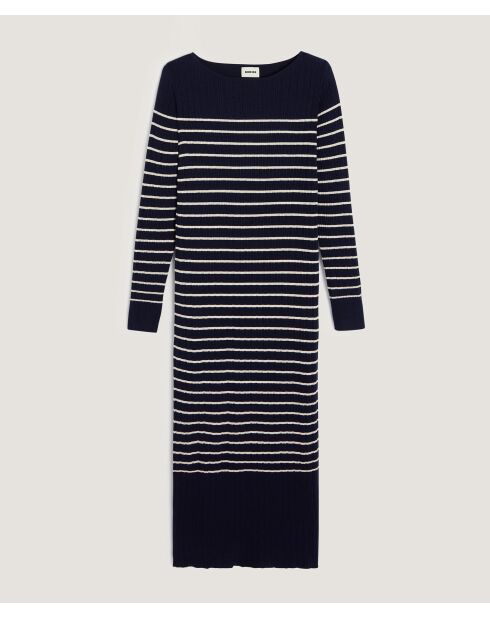 Robe Xénia rayée bleu nuit