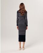 Robe Xénia rayée bleu nuit