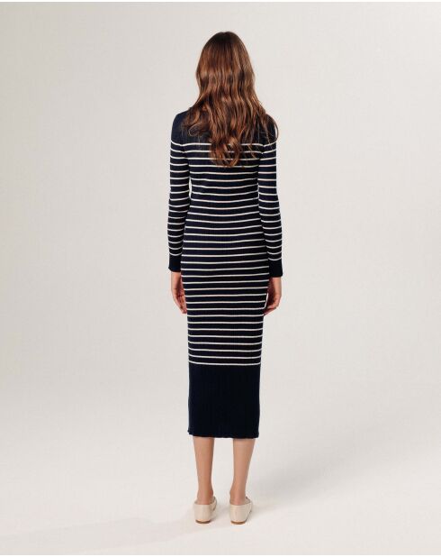 Robe Xénia rayée bleu nuit