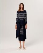 Robe Xénia rayée bleu nuit