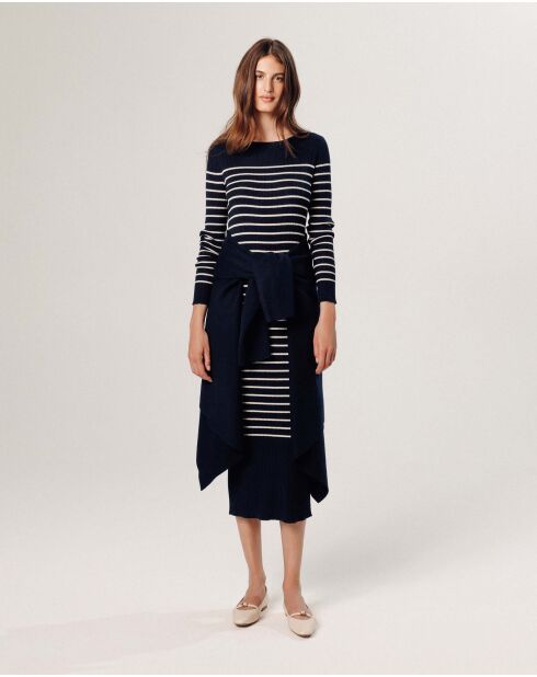 Robe Xénia rayée bleu nuit